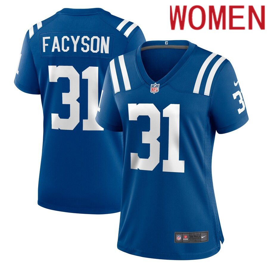 Women Indianapolis Colts #31 Brandon Facyson Nike Royal Player Game NFL Jersey->women nfl jersey->Women Jersey